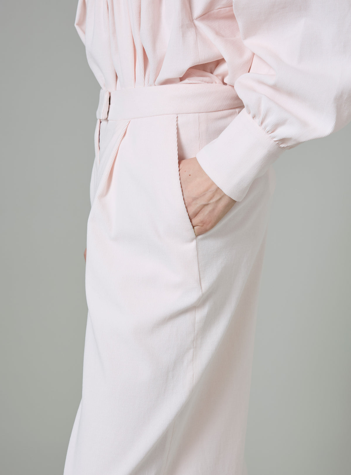 Loulou Trousers - Peony Pink - Plain Corduroy