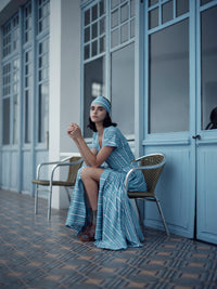 Audrey skirt - Lagoon & White - Capri Stripes