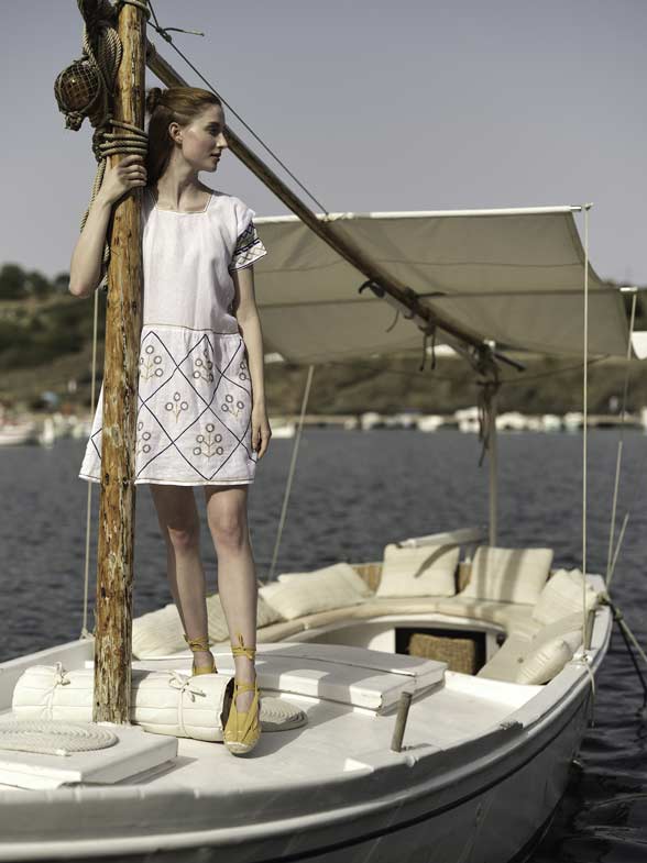 Allison Mini Dress: Archaic Embroidery in White by Thierry Colson -  Lookbook Spring Summer 24 photo by S. Gautronneau