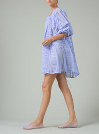 Athenaïs Smocked Mini Dress - Gilded Age Ruffles - Kentucky Blue