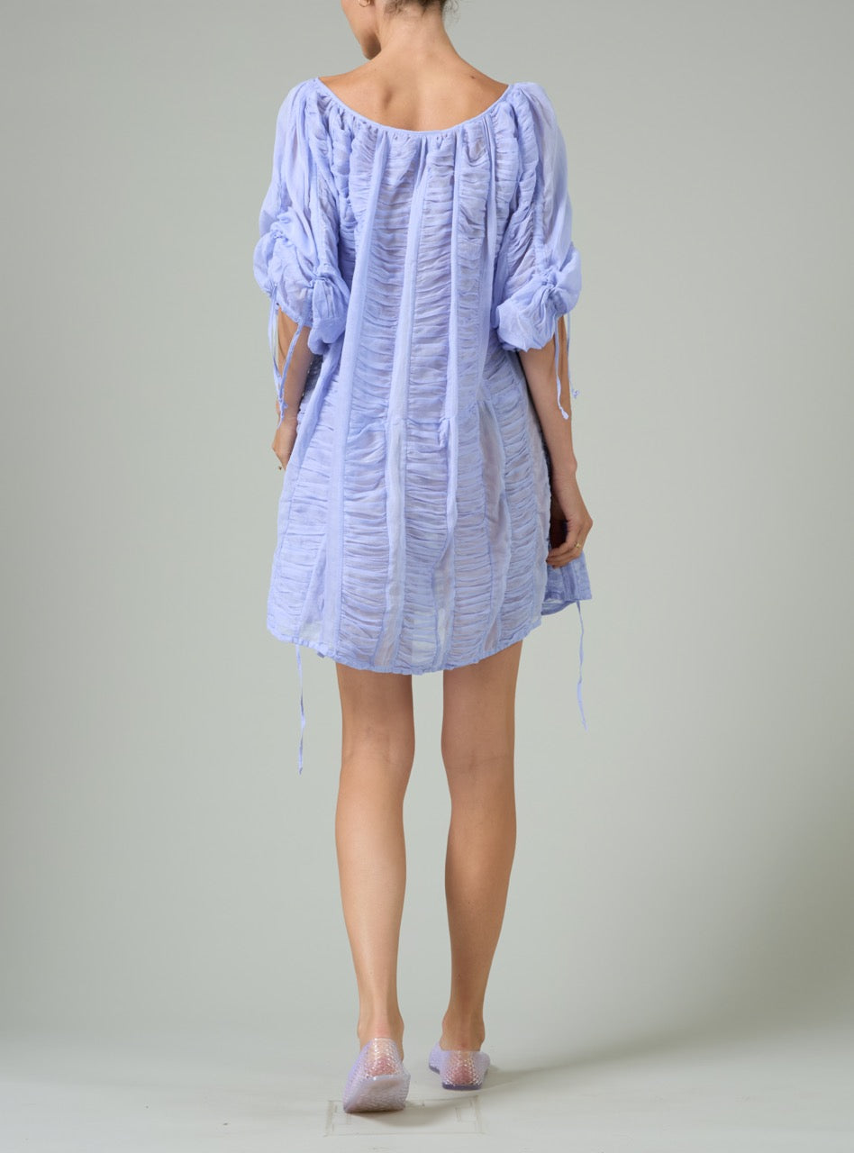 Athenaïs Smocked Mini Dress - Gilded Age Ruffles - Kentucky Blue
