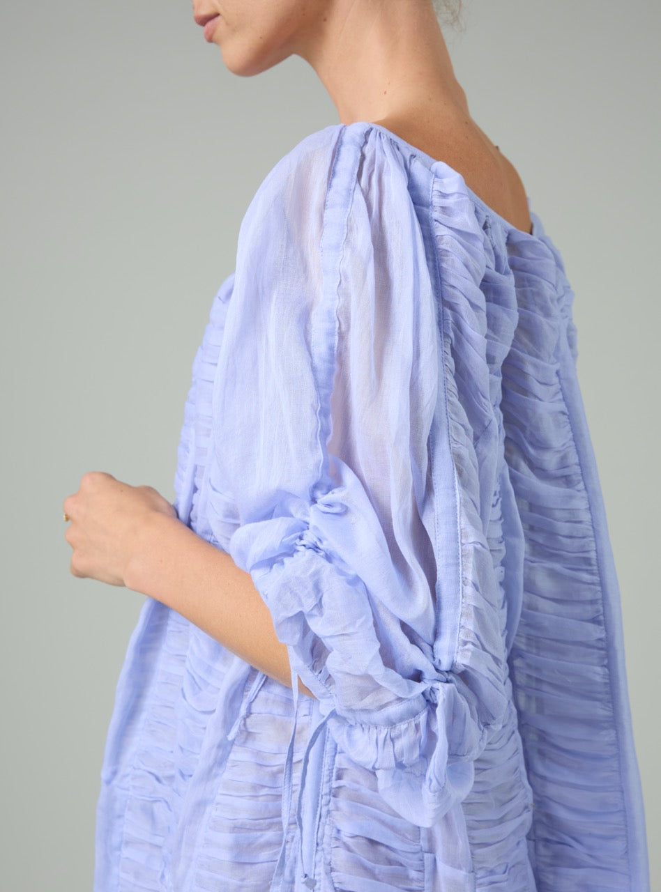 Athenaïs Smocked Mini Dress - Gilded Age Ruffles - Kentucky Blue