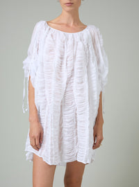 Athenaïs Smocked Mini Dress - Gilded Age Ruffles - Off-white