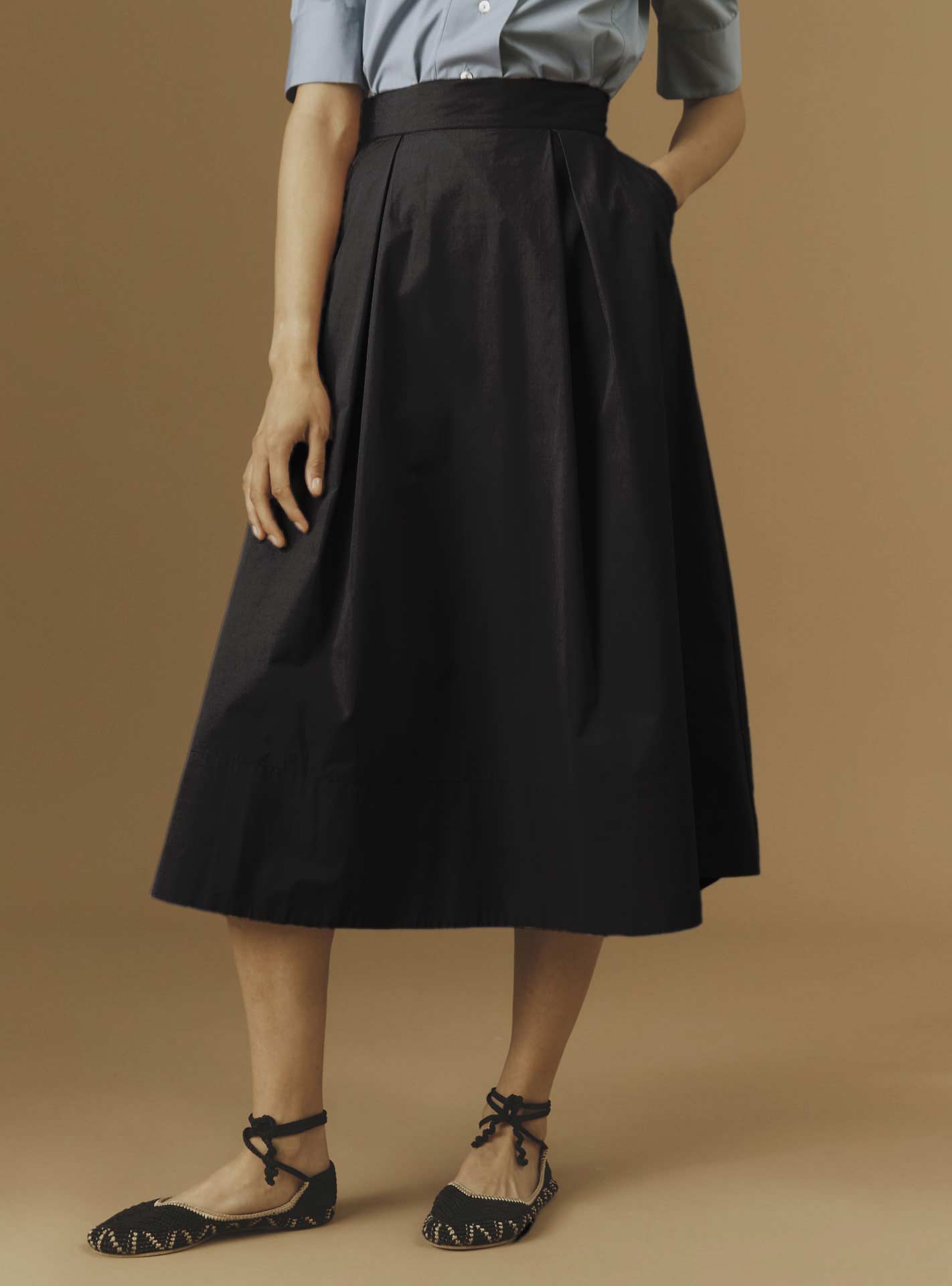 High waisted black skirt cheap cotton