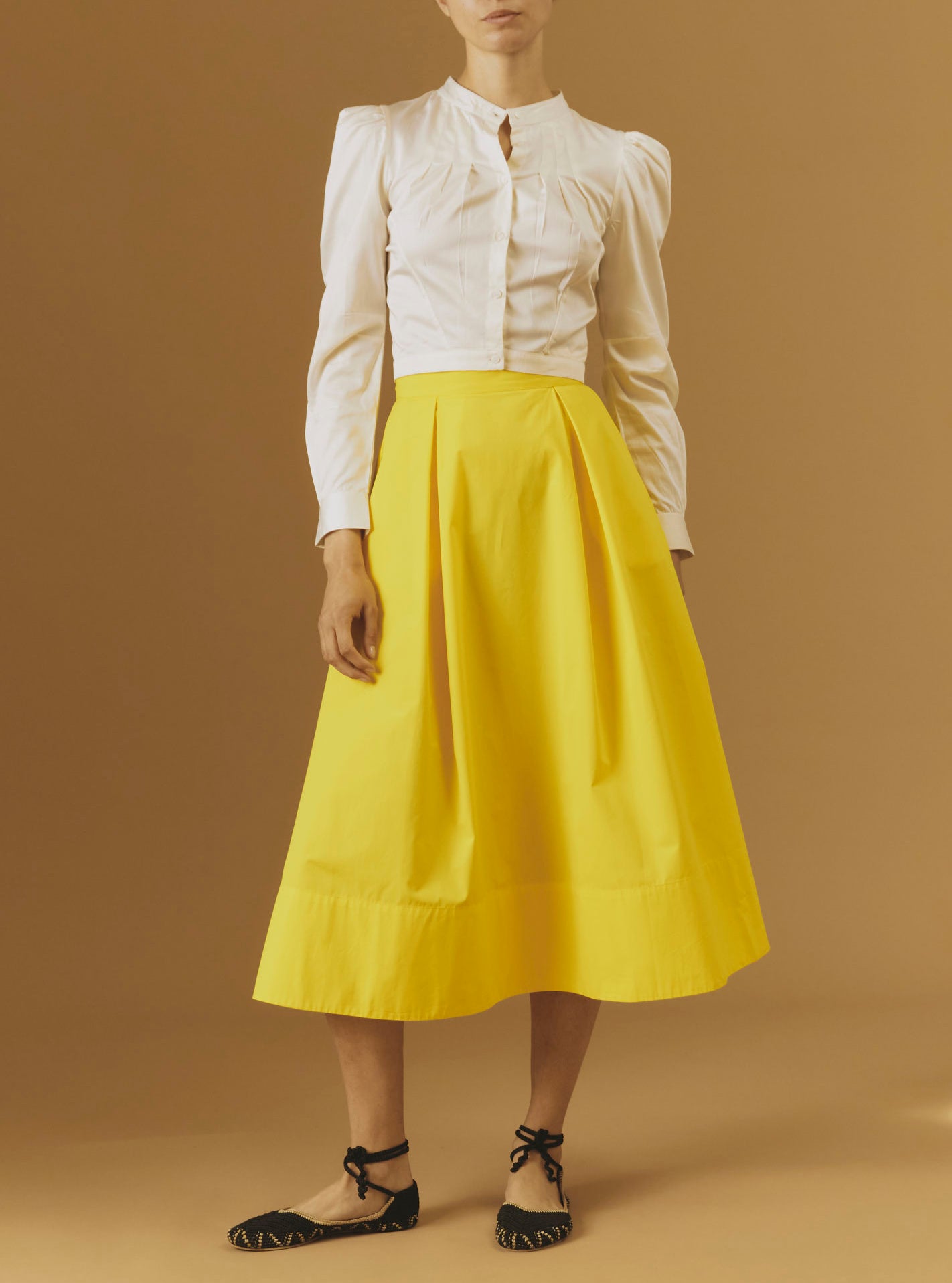 large view of Wynona yellow cotton skirt by Thierry Colson