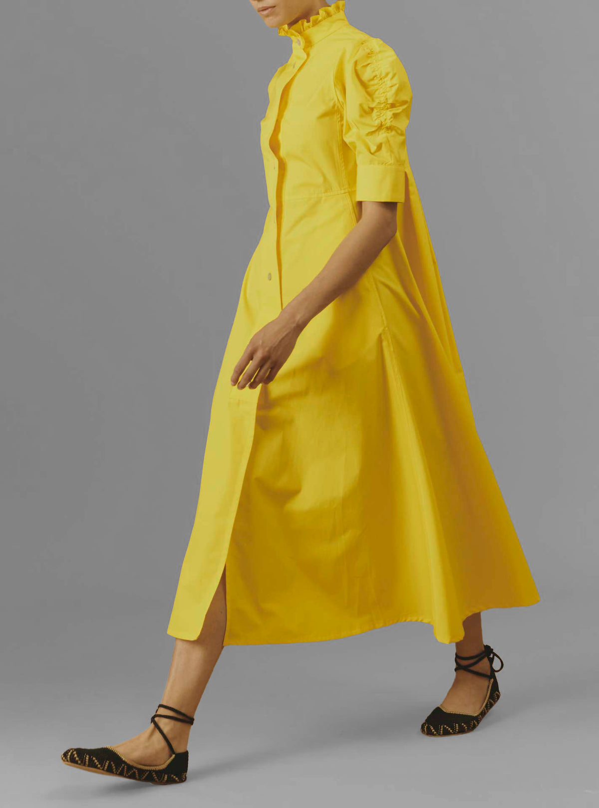 Venetia Dress - Plain Poplin - Yellow