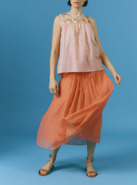 Zuned Top - Glitter Zig-zag Embroidery - Pink
