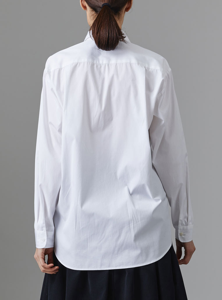 Back view of Barth Men Shirt - Off White Poplin Topstitching by Thierry Colson