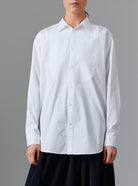 Front view of Barth Men Shirt - Off White Poplin Topstitching by Thierry Colson