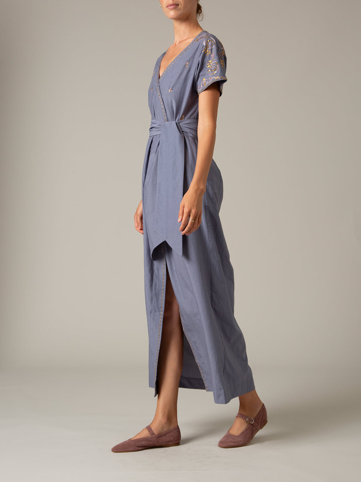 BB Dress - Palazzo Embroidery - Storm Blue