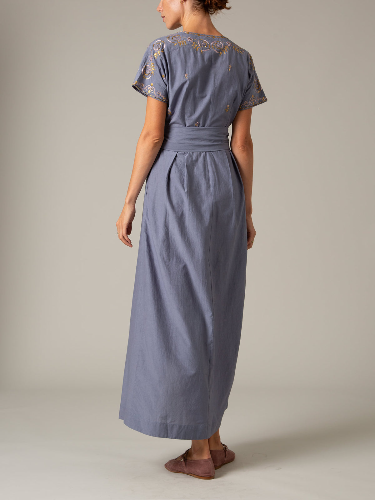 BB Dress - Palazzo Embroidery - Storm Blue