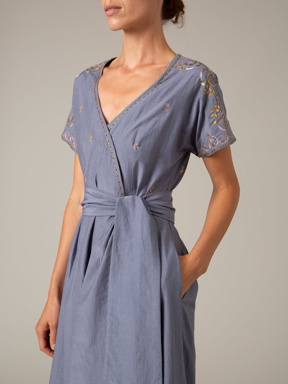 BB Dress - Palazzo Embroidery - Storm Blue