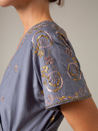 BB Dress - Palazzo Embroidery - Storm Blue