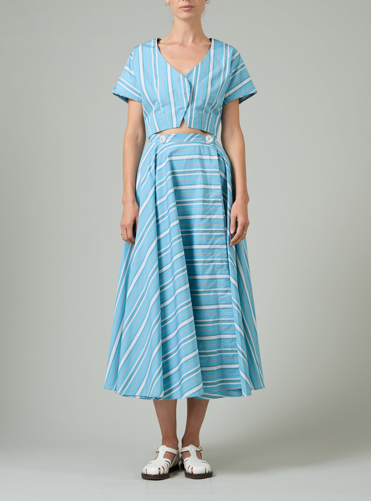 Audrey skirt - Lagoon & White - Capri Stripes