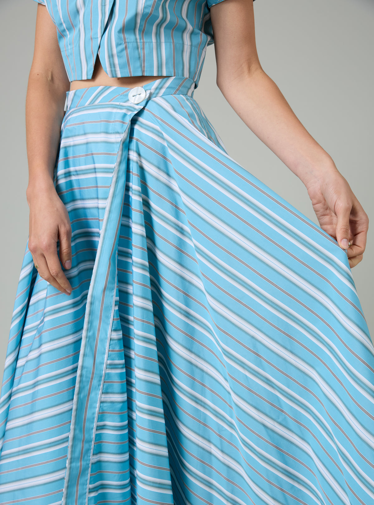 Audrey skirt - Lagoon & White - Capri Stripes