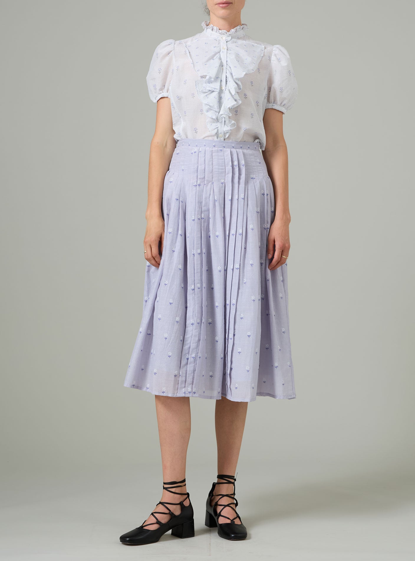 Bibiana Blouse - Buthi Block Print - White – Thierry Colson