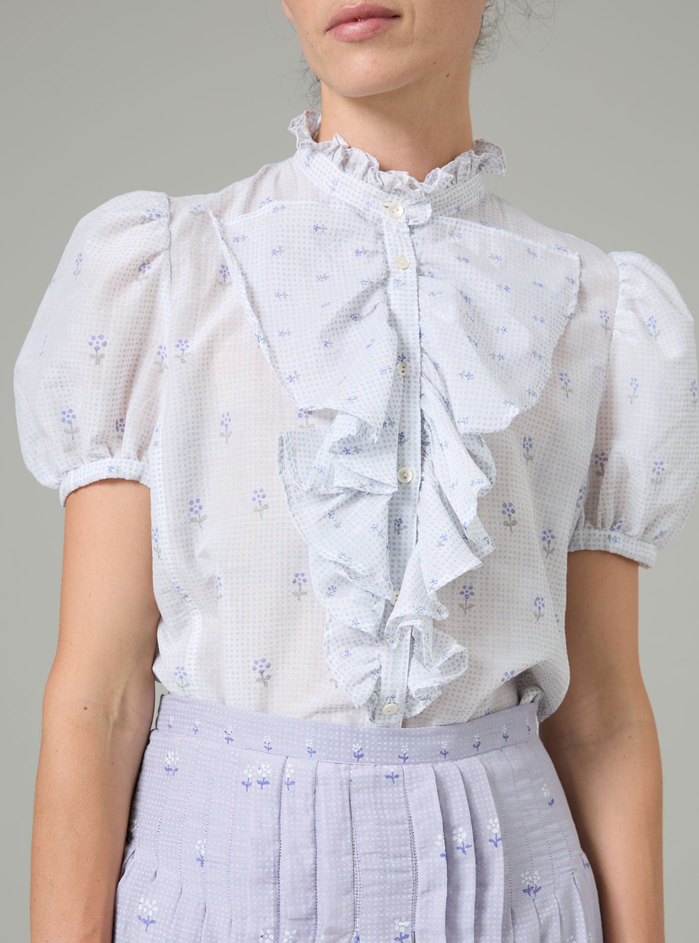 Bibiana Blouse - Buthi Block Print - White – Thierry Colson