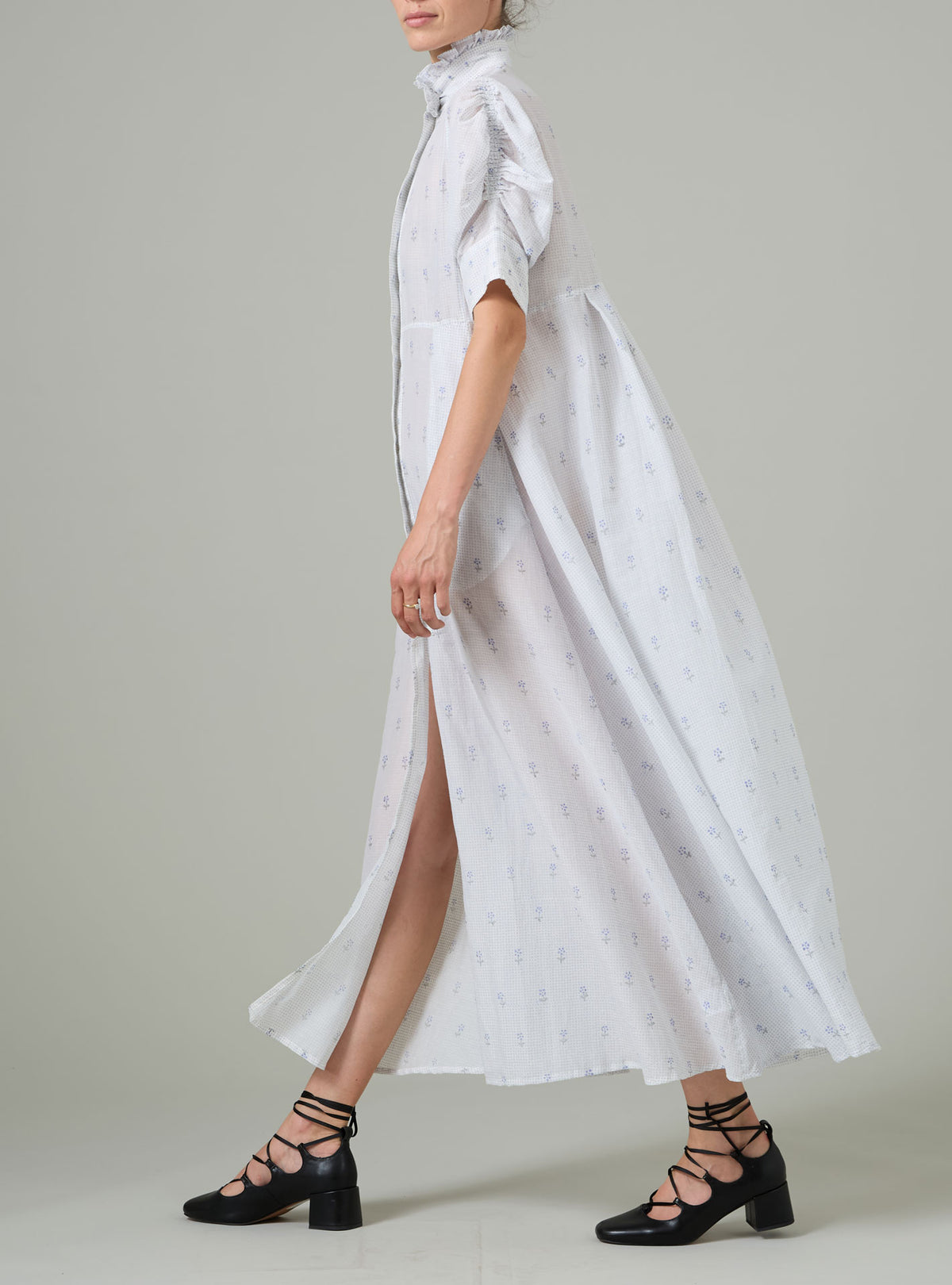 Venetia Dress - Buthi Block Print - White