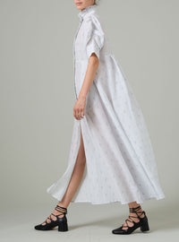 Venetia Dress - Buthi Block Print - White