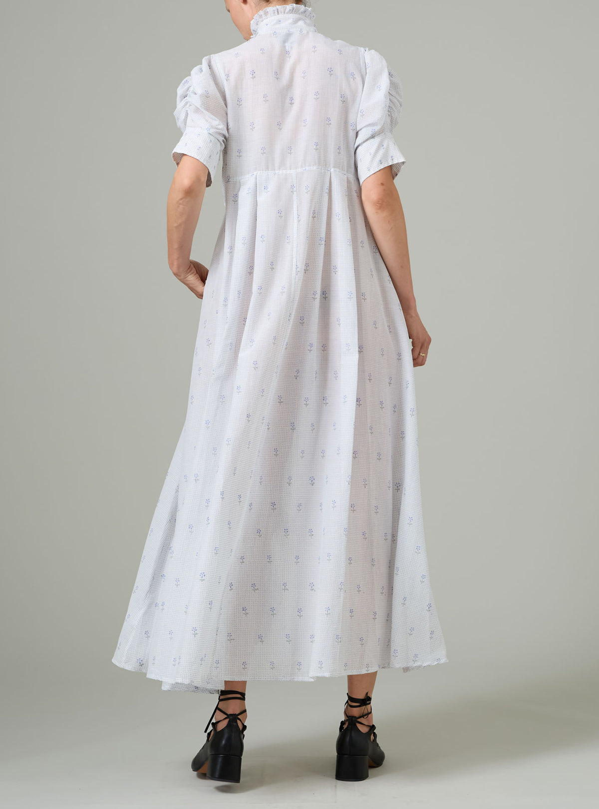 Venetia Dress - Buthi Block Print - White