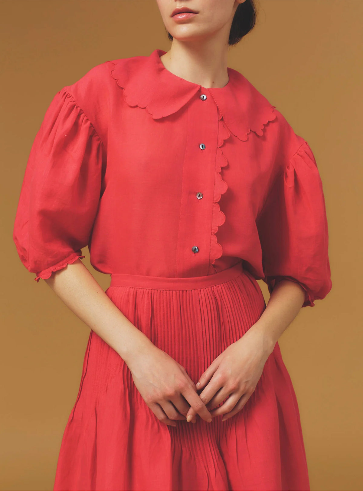 Vanina Blouse - Barocco Scallops - Rapsberry