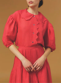 Vanina Blouse - Barocco Scallops - Rapsberry