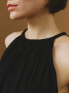 Collar detail of Zenith Chanderi Appliqué Black Long Dress by Thierry Colson