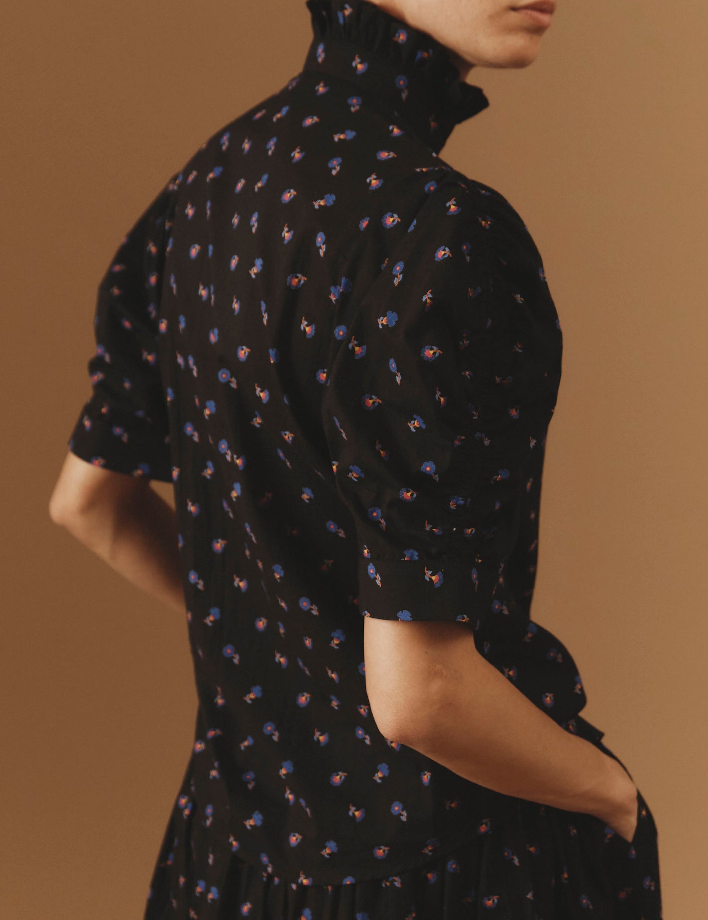 Back View of the Vita black blouse from Pre Spring 2024 by Thierry Colson