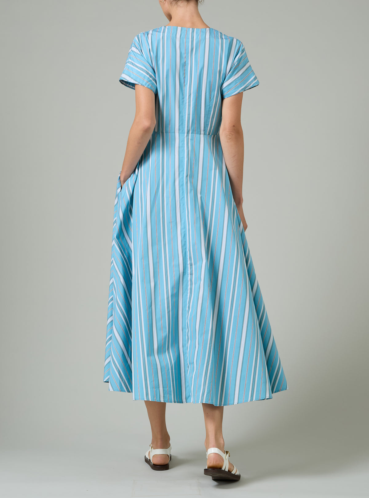 Cassandra - Capri Stripes - Lagoon & White