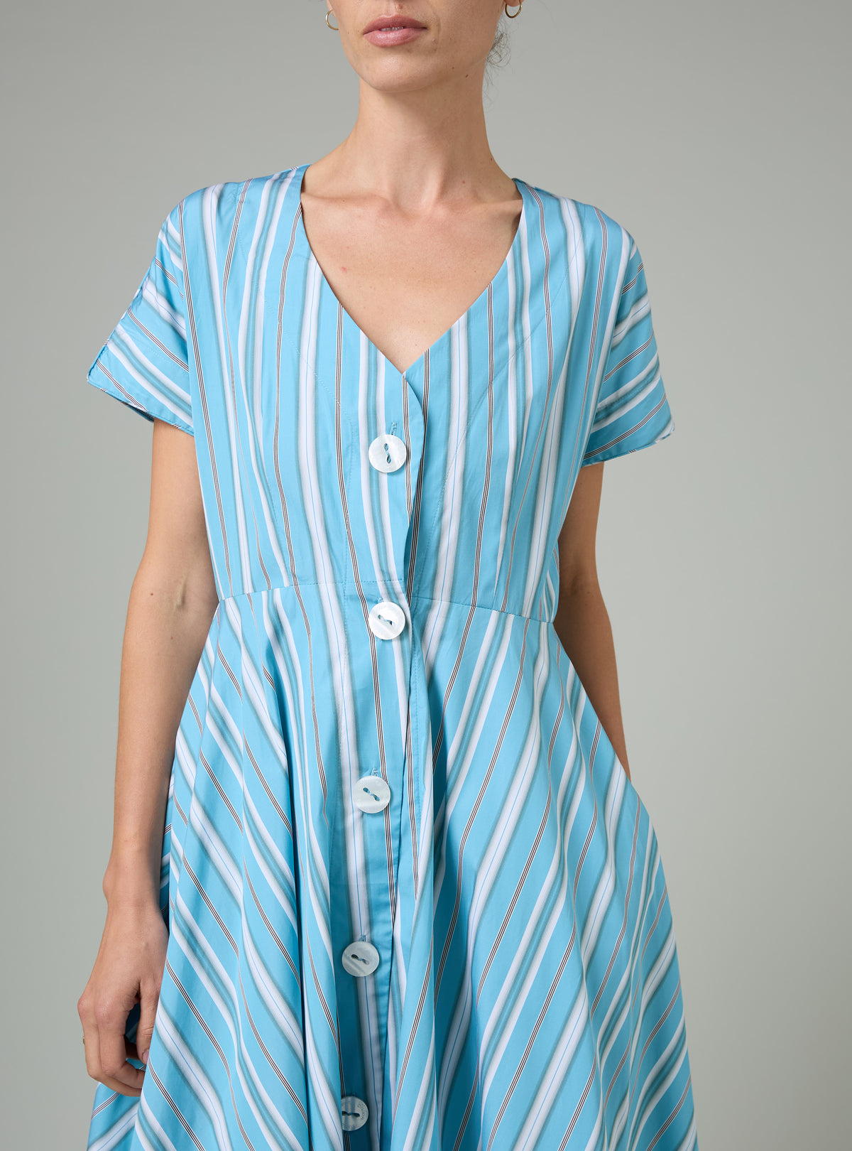 Cassandra - Capri Stripes - Lagoon & White
