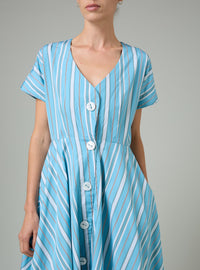 Cassandra - Capri Stripes - Lagoon & White