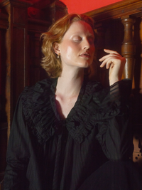 Dauphine Long Sleeves Blouse - Black - Chiffon Fileté