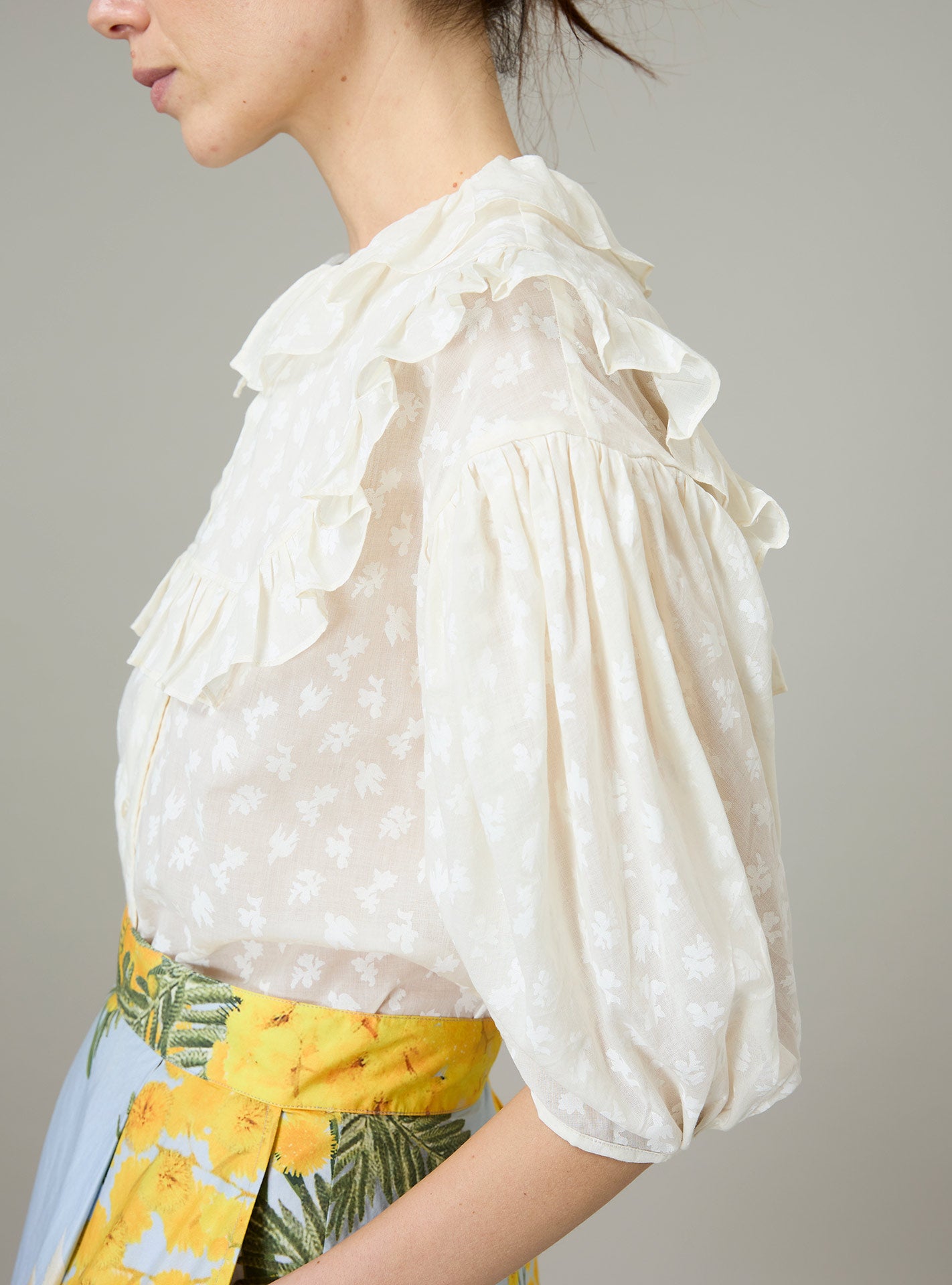 Vanina Romantic Blouse - Hand Block-Printed Elegance | PS25