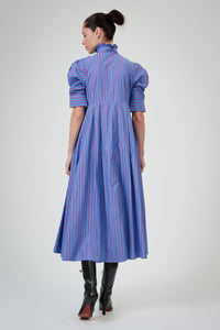 Venetia Dress - County - Bluet / Cherry Stripes
