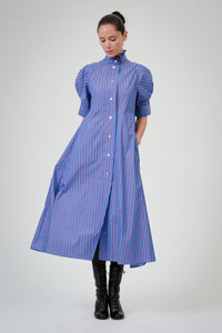 Venetia Dress - County - Bluet / Cherry Stripes