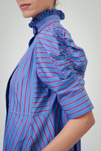 Venetia Dress - County - Bluet / Cherry Stripes
