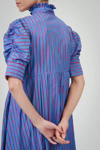 Venetia Dress - County - Bluet / Cherry Stripes