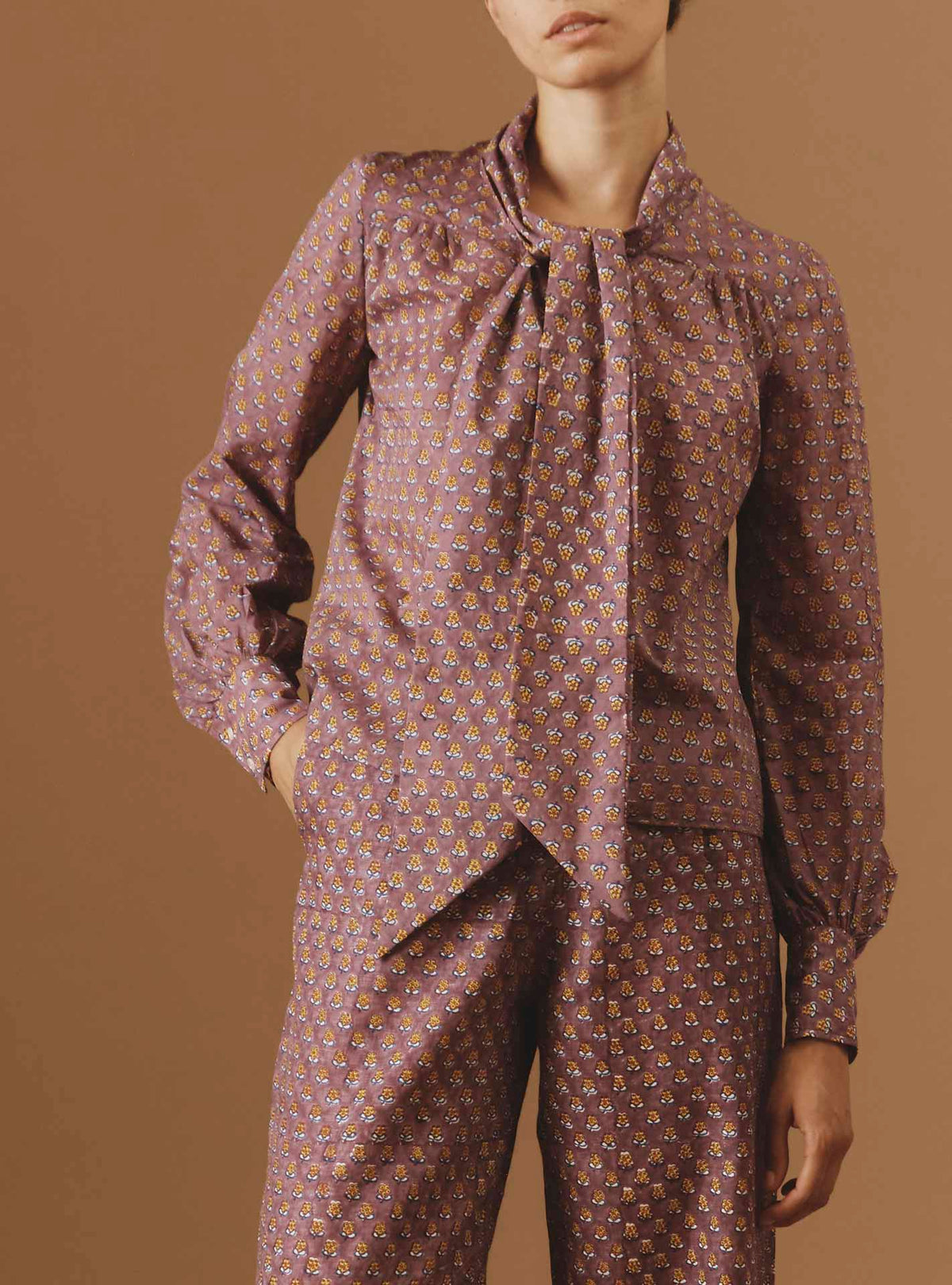 Thierry Colson Alba Blouse Rosewood Yellow Pre Spring 2024