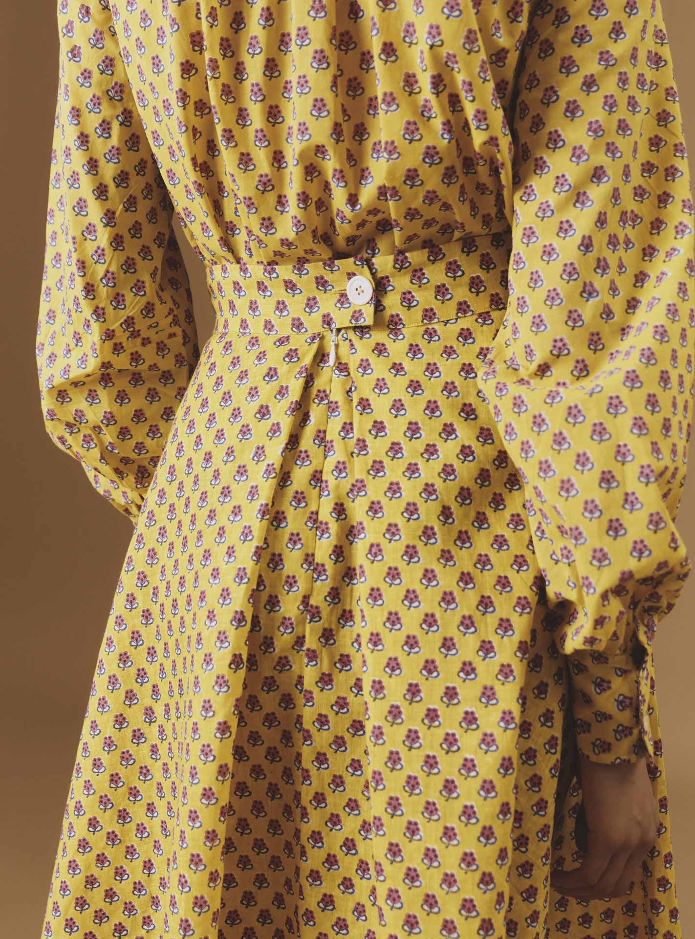 Wynona Linen Yellow / Magenta Skirt - Thierry Colson