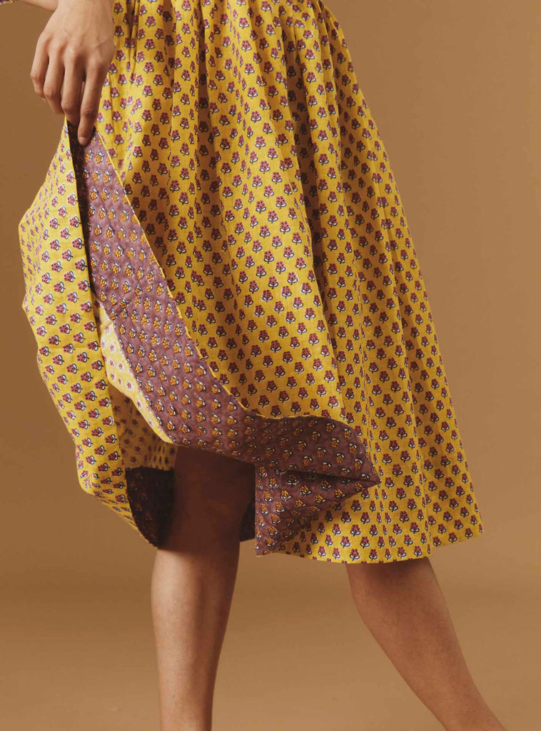  Yellow magenta dress Amalia - Thierry Colson - Pre Spring 2024 - Provencal Mignardise theme - detail of hem 