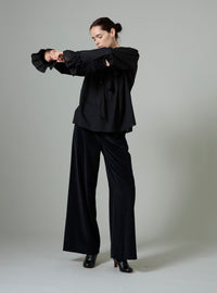 Dauphine Long Sleeves Blouse - Black - Chiffon Fileté