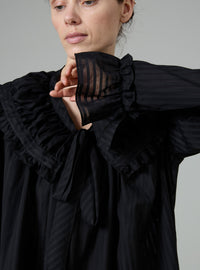 Dauphine Long Sleeves Blouse - Black - Chiffon Fileté