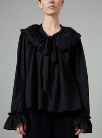 Dauphine Long Sleeves Blouse - Black - Chiffon Fileté