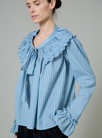 Dauphine Long Sleeves Blouse - Stone Blue - Chiffon Fileté