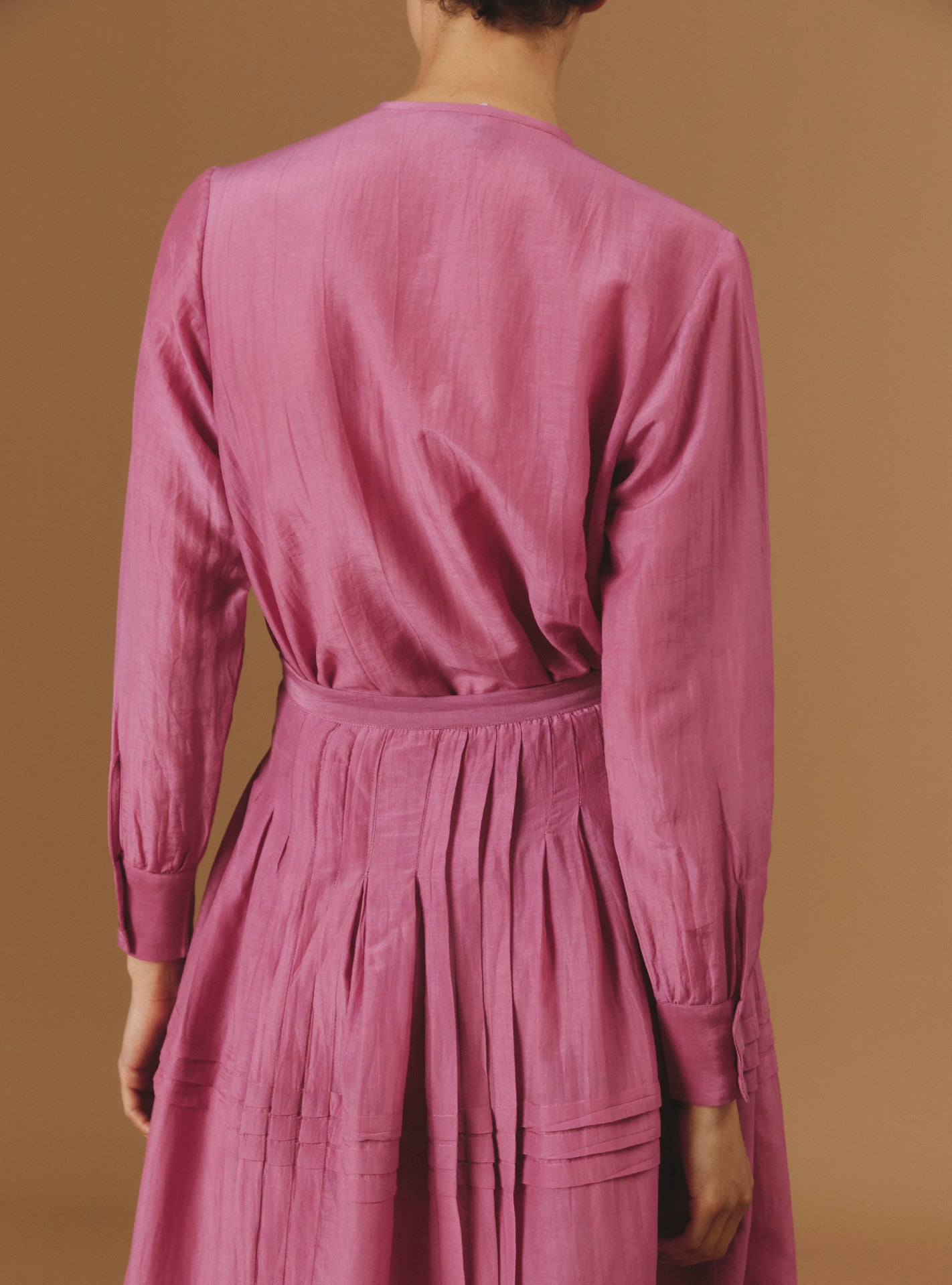 Back view of ANDREA Magenta Cotton/Silk Blouse by Thierry Colson