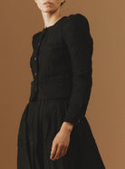 Side View of ARABELLA black Jacket by Thierry Colson, theme Boutis - Black