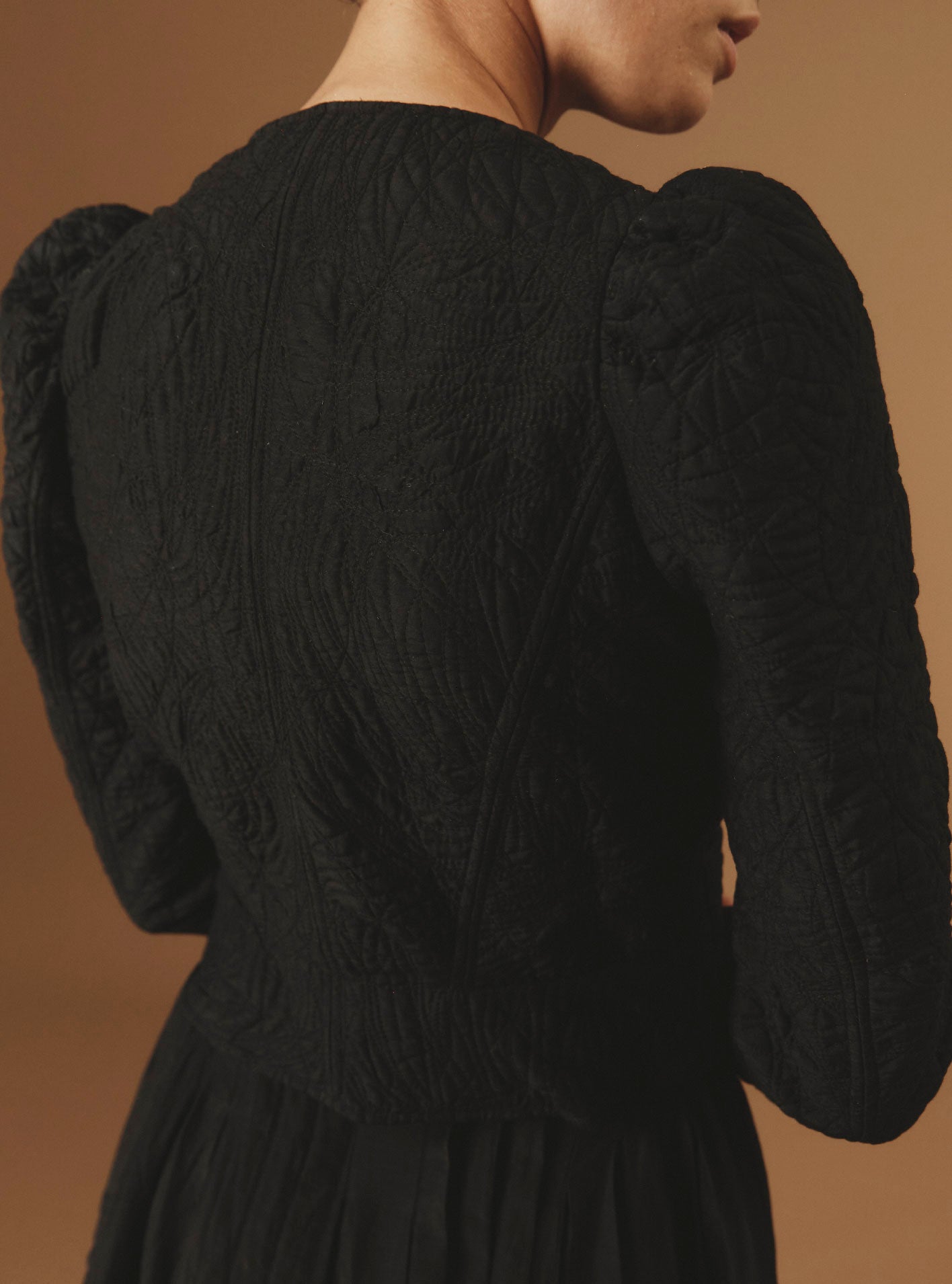 Back View of ARABELLA black Jacket by Thierry Colson, theme Boutis - Black