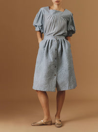 Front view of Riviera Blue/Grey Skirt by Thierry Colson - Boutis Theme