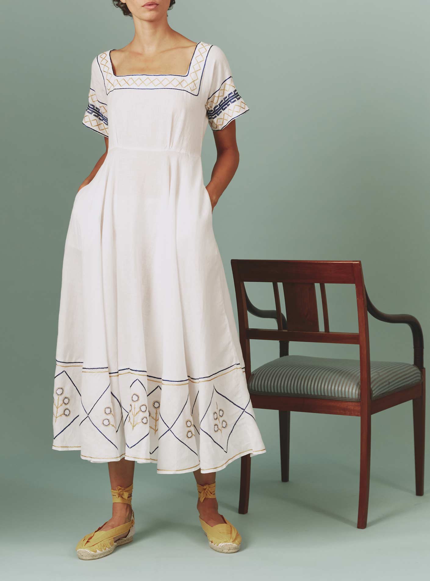 Allegria Dress - Samarkand Stripes - Blue / Arancio