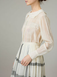 Zulaika Blouse - Chanderi Checks & Dots Embroidery - Ivory